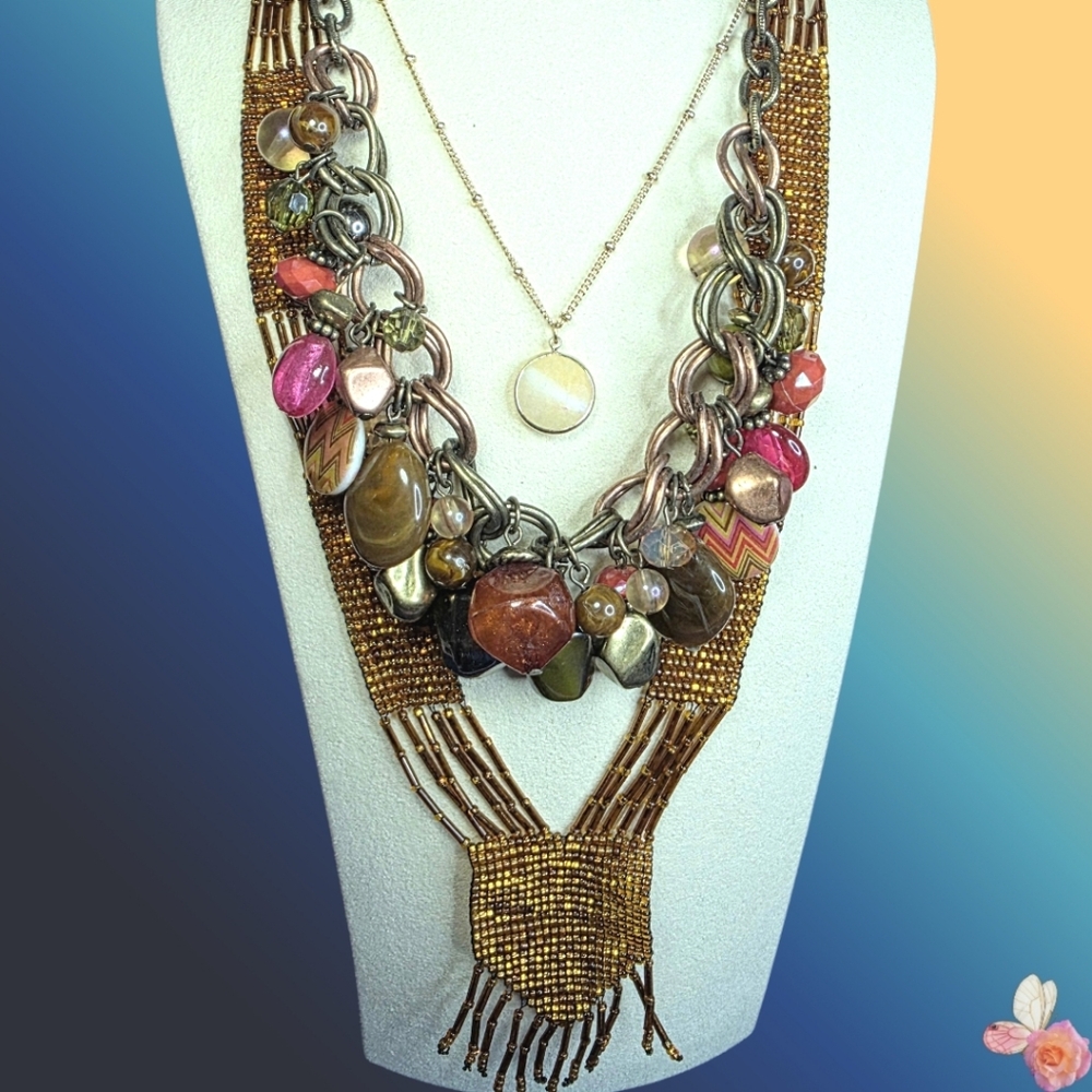 Ruby Rd Natural Stone Statement Necklace Set 3 Pc… - image 2